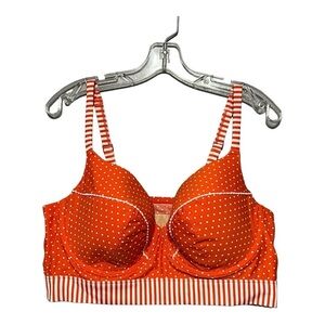Swim by Cacique 42DD Polka Dot Striped Bikini Top Pin-Up Mod Style Underwire